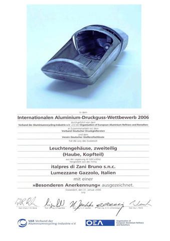 Premio “V.A.R. Verband Der Aluminiumrecycling-Industrie e.V.” edizione 2006
